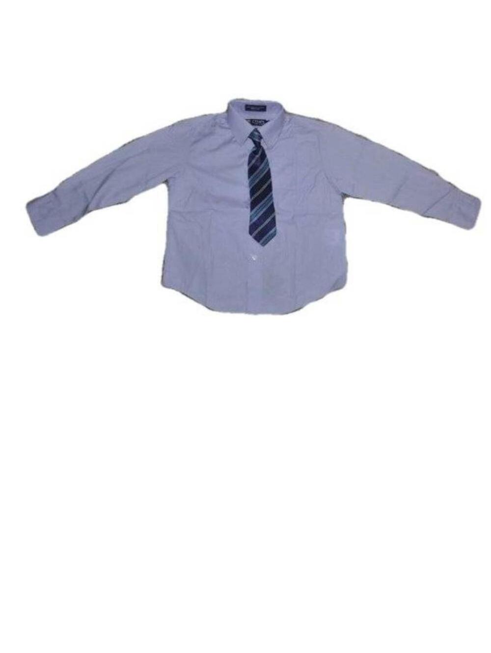 Chaps Dress Shirt Set Boys 7 Purple Long Sleeve Collared & Blue Clip On Tie